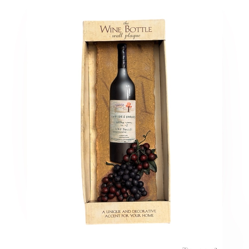 Merlot Wine Bottle Wall Plaque Vintage NIB